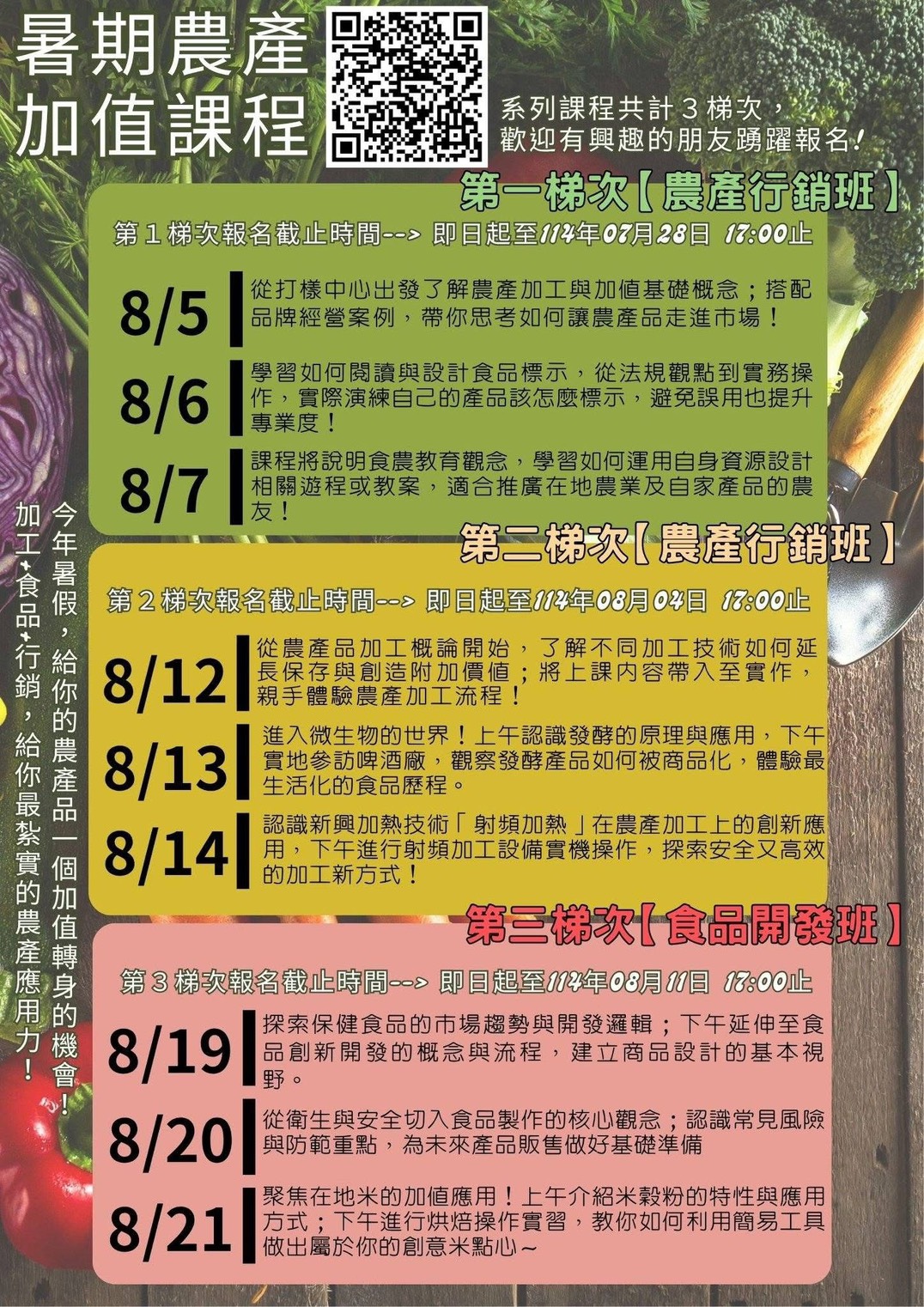 宜蘭大學暑期農產加值課程
