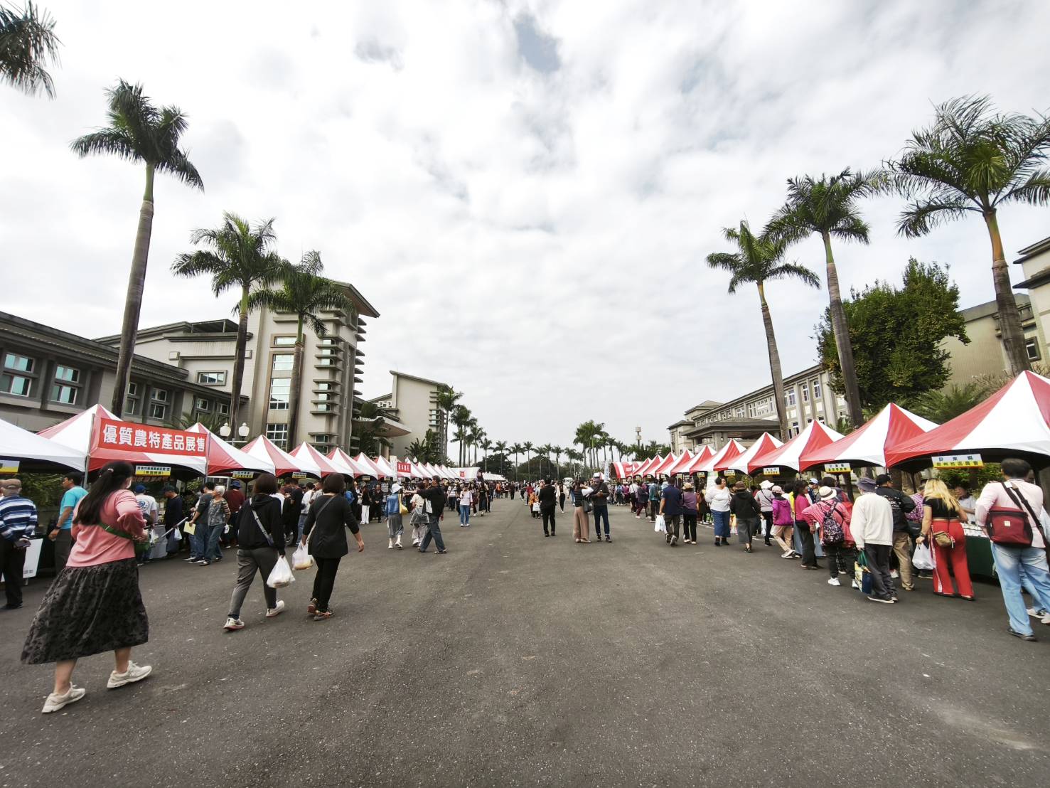 高雄場迎賓日熱鬧登場，數十攤農業相關單位展示輔導成果與農產品展售